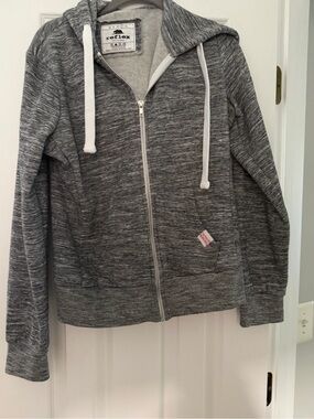 Reflex Marled Zip-Up Hoodie with White Drawstrings